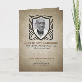 Invitation Medieval‑Inspired Shield 5 Photo Collage Funeral