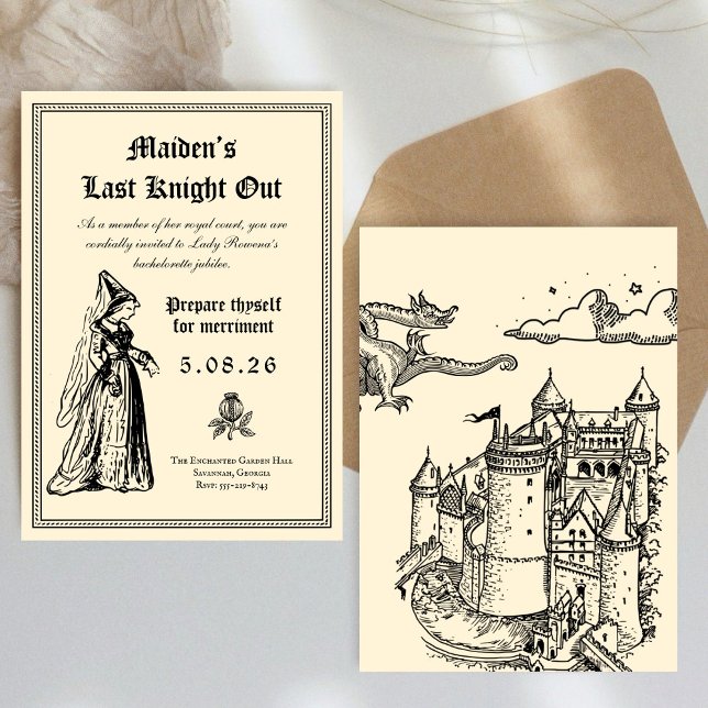 Invitation Medieval “Last Knight Out” Bachelorette (Créateur téléchargé)