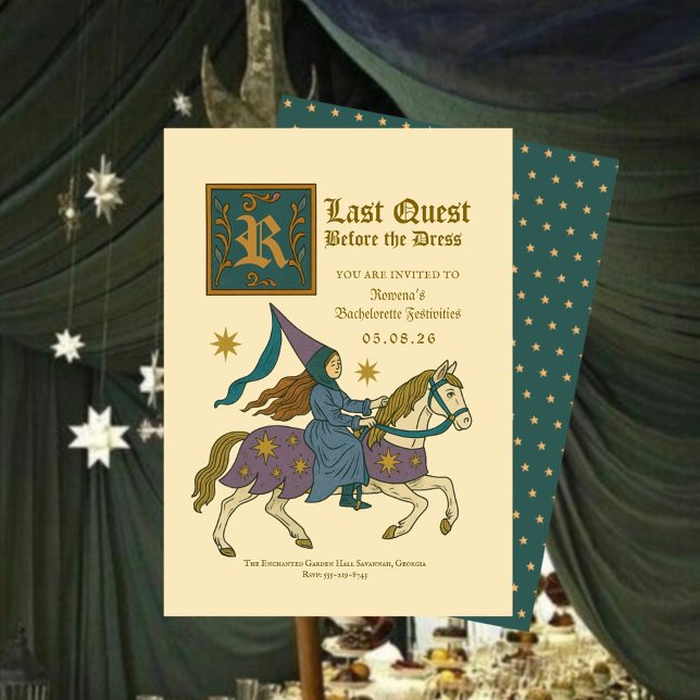 Invitation Medieval Princess “Last Quest Bachelorette (Créateur téléchargé)