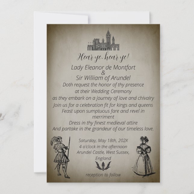 Invitation Medieval Renaissance Dark Parchment Wedding (Devant)