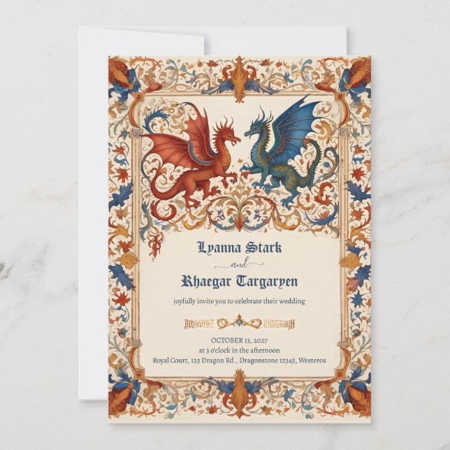 Invitation Medieval Wedding Invitation, Ancient Manuscript (Devant)