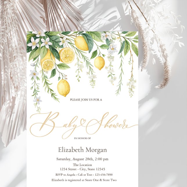 Invitation Mediterranean Blooming Lemons Baby Shower (Créateur téléchargé)