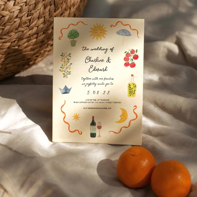 Invitation Mediterranean Boho Illustrated Wedding (Créateur téléchargé)