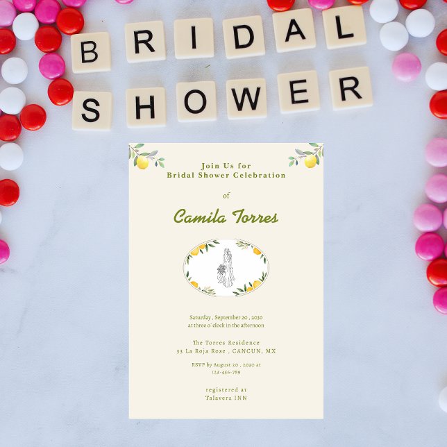 Invitation Mediterranean Botanical Lemon Olive Bridal Shower (Créateur téléchargé)