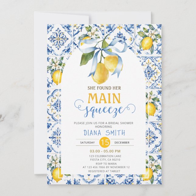Invitation Mediterranean Citrus Main Squeeze Baby Shower de M (Devant)
