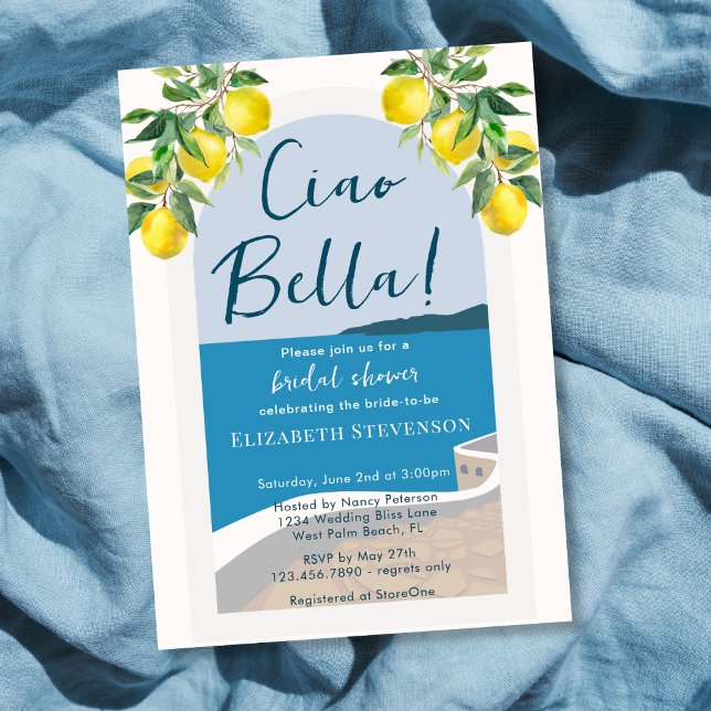 Invitation Mediterranean Coast Ciao Bella Réception de Mariag (Créateur téléchargé)