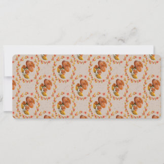 Invitation Mediterranean floral wreath pattern warm orange fl