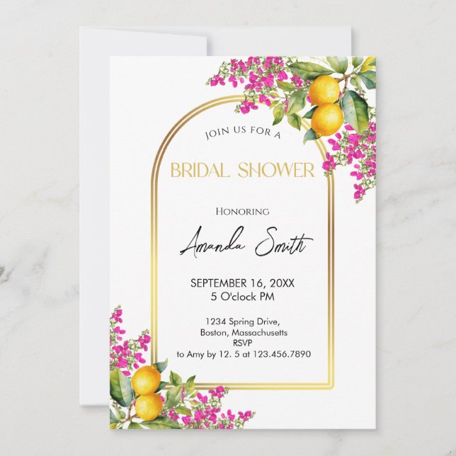 Invitation Mediterranean Lemon Bridal Shower (Devant)