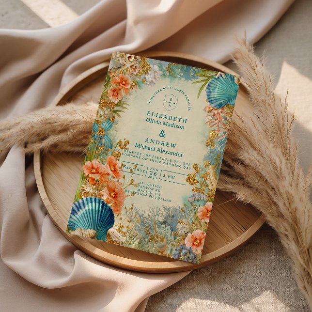 Invitation Mediterranean Seashell Elegance Wedding (Créateur téléchargé)