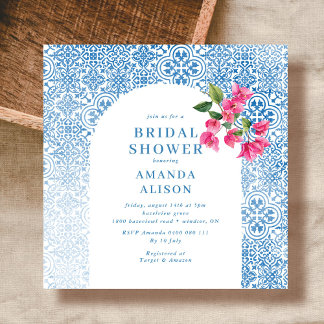 Invitation Mediterranean tile pattern Bridal Shower