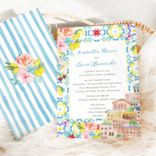 Invitation Méditerranée Amalfi tuiles italiennes Mariage