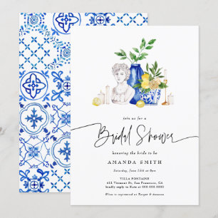 Invitation Méditerranée Italie Carreaux Citron Fête des marié