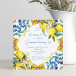 Invitation Méditerranée Majolica tuiles citrons fête d'annive<br><div class="desc">Méditerranée Majolica tuiles citrons invitation fête d'anniversaire modèle,  style italien Capri,  Côte Amalfi,  Sicilia invitation à la fête d'été.</div>