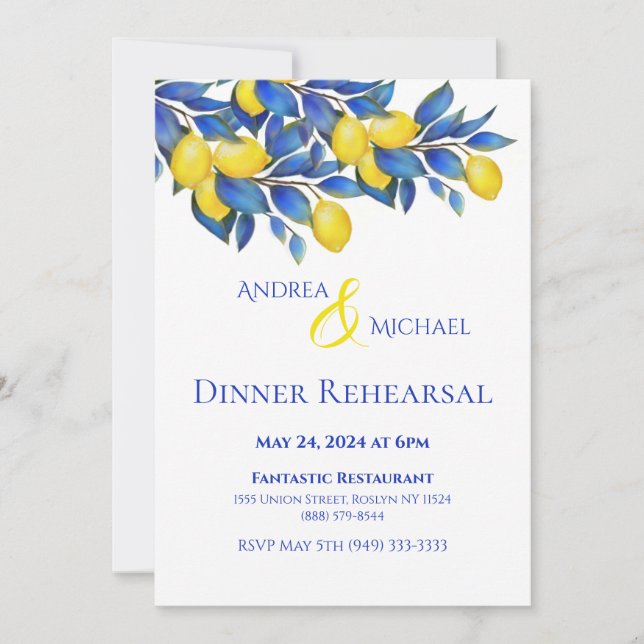 Invitation Méditerranéenne-Citrons- Dîner Mariage (Devant)
