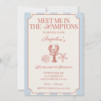 Invitation Meet Me In The Hamptons Bachelorette Itinerary and