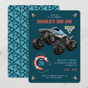 Invitation Megalodon Monster Jam Requin Anniversaire Bash