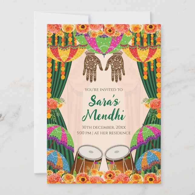 Invitation Mehendi Invitation numérique Mehendi (Devant)