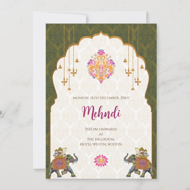 Invitation Mehndi Cartes d'invitation de mariage i (Devant)