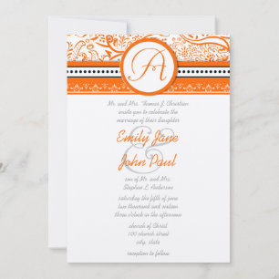 Invitation Mehndi Coral Indien Orange Inséparable Mariage
