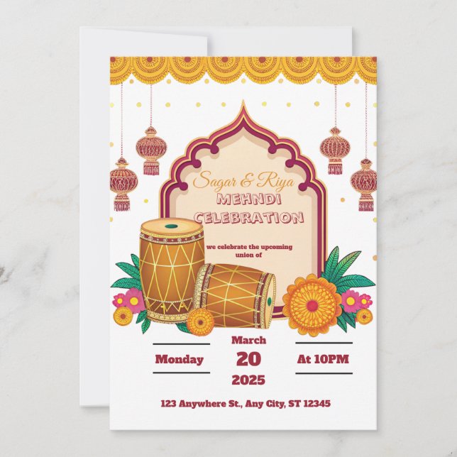 Invitation Mehndi Dholki  (Devant)