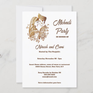 Invitation Mehndi Henna marié marié marié couple uni