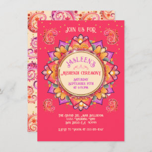 Invitation Mehndi Mandala Soirée Soirée Pink Gold
