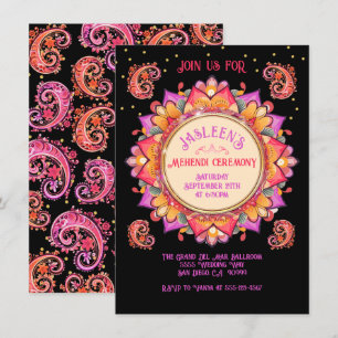 Invitation Mehndi Mandala Soirée Soirée Pink Gold