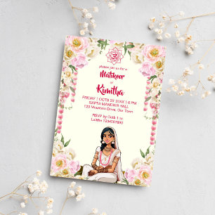 Invitation Mehndi mariage indien mariée mignonne en ivoire ro