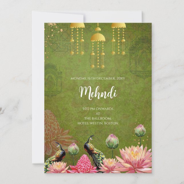 Invitation Mehndi Paon indien numérique invite (Devant)