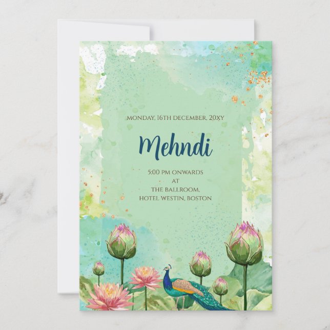 Invitation Mehndi pour mariage indien numérique (Devant)
