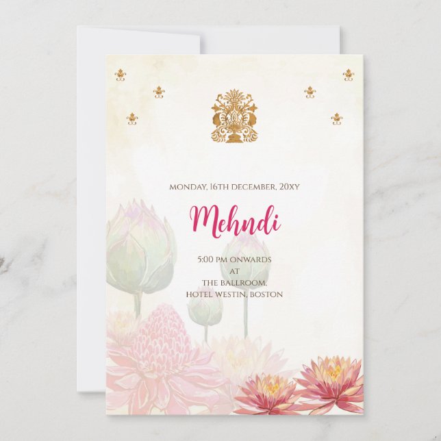 Invitation Mehndi pour un mariage indien numérique (Devant)
