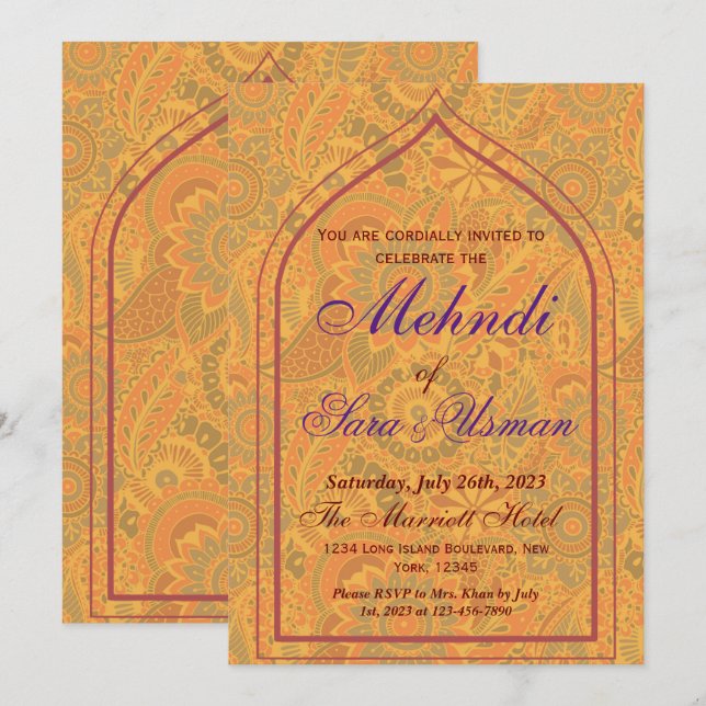Invitation Mehndi Sangeet (Devant / Derrière)