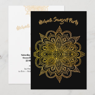 Invitation Mehndi Sangeet Black Gold Henna