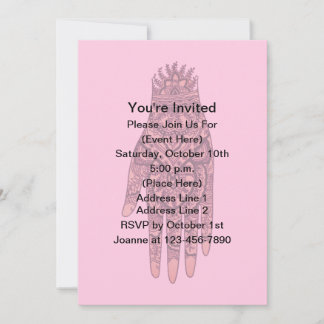 Invitation Mehndi Tattoo Art Rose Design Party
