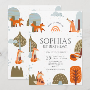 Invitation Meilleur animal illustré de la Forêt de renard pre