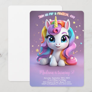 Invitation Meilleur Anniversaire Licorne Arc-en-Ciel
