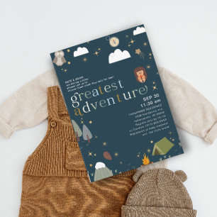 Invitation Meilleur Baby shower bleu marine Adventure Boy