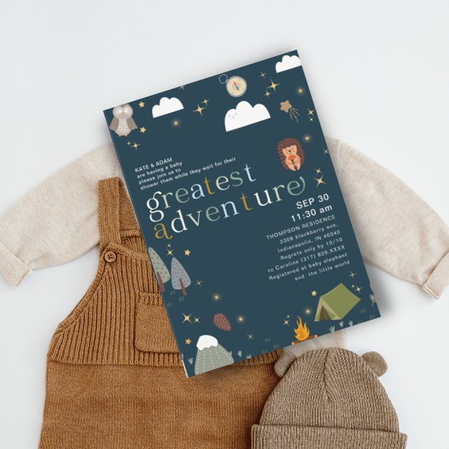 Invitation Meilleur Baby shower bleu marine Adventure Boy (Créateur téléchargé)