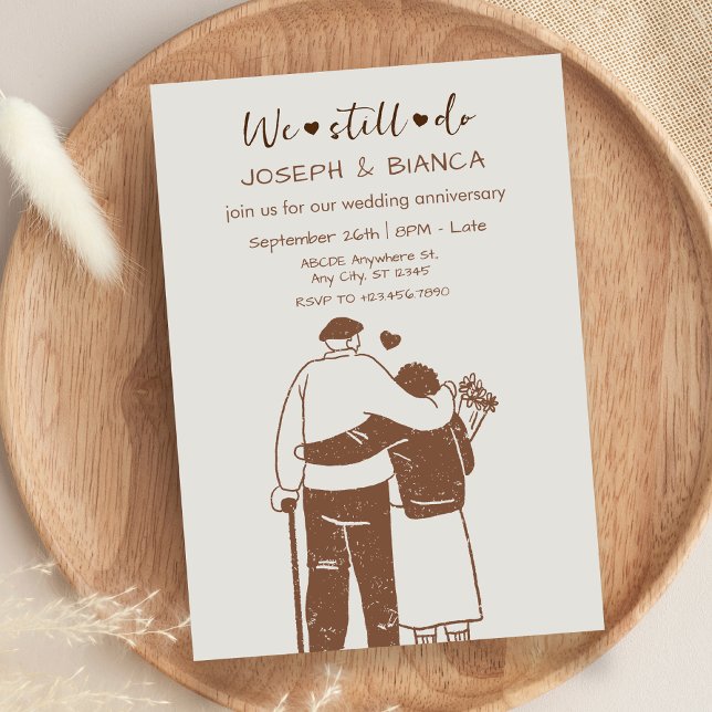 Invitation Meilleur couple plus âgé illustration mariage anni (Créateur téléchargé)