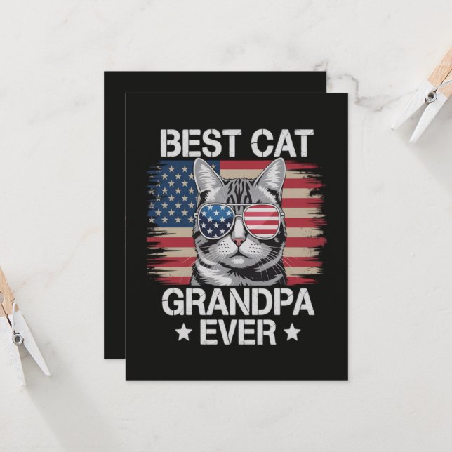 Invitation Meilleur Grand-Père de Chat Américain (Devant/Arrière en situation)