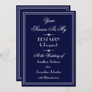 Invitation Meilleur homme Mariage Personnalisé Élégant bleu m