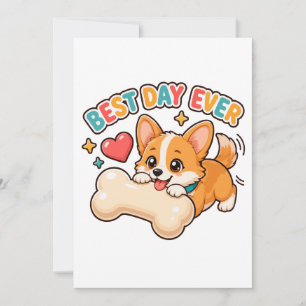 Invitation Meilleur jour de tous les temps Adorable chiot Cor