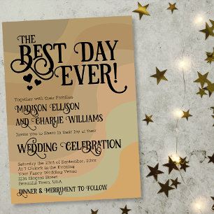 Invitation Meilleur Jour Jamais Earthtone Retro Swils Mariage