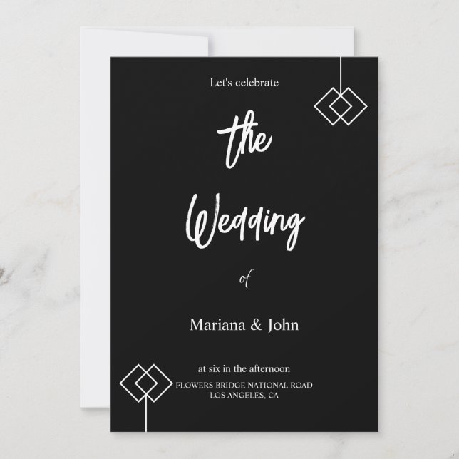Invitation Meilleur mariage blanc et noir simple (Devant)