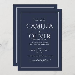 Invitation Meilleur Mariage bleu marine MONOCHROME blanc