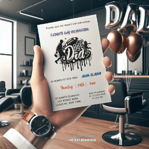 Invitation Meilleur papa Football père fils graffiti Holiday