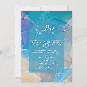 Invitation Meilleur Verre de mer Turquoise Blue Ocean Beach M