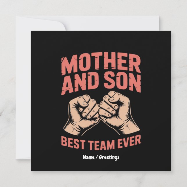 Invitation Meilleure équipe Mère et Fils Joyeux fête des mère (Devant)