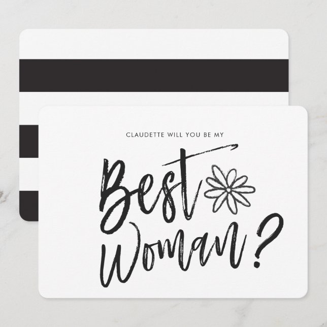 Invitation Meilleure Femme | Demande de témoin de mariage en  (Devant / Derrière)