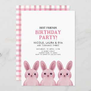 Invitation Meilleure fête d'anniversaire d'amis avec trois la